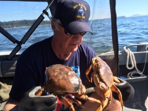 Lynn gets up close and personal with his crabs